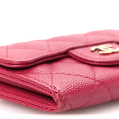 Chanel Caviar Quilted Flap Card Holder Wallet Dark Pink 10 of 12