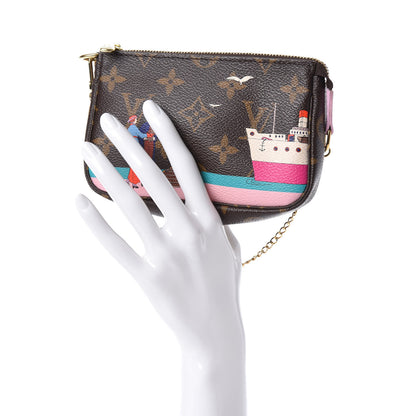 Louis Vuitton Monogram 2016 Christmas Animation Mini Pochette Accessories Rose Ballerine 2 of 7