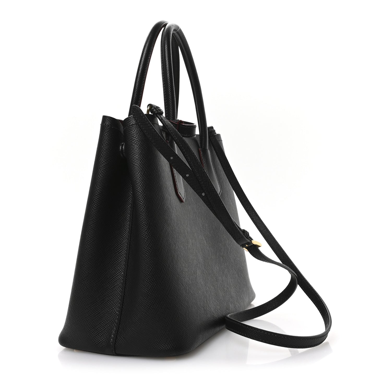 Saffiano Cuir Medium Double Bag Black Fuoco