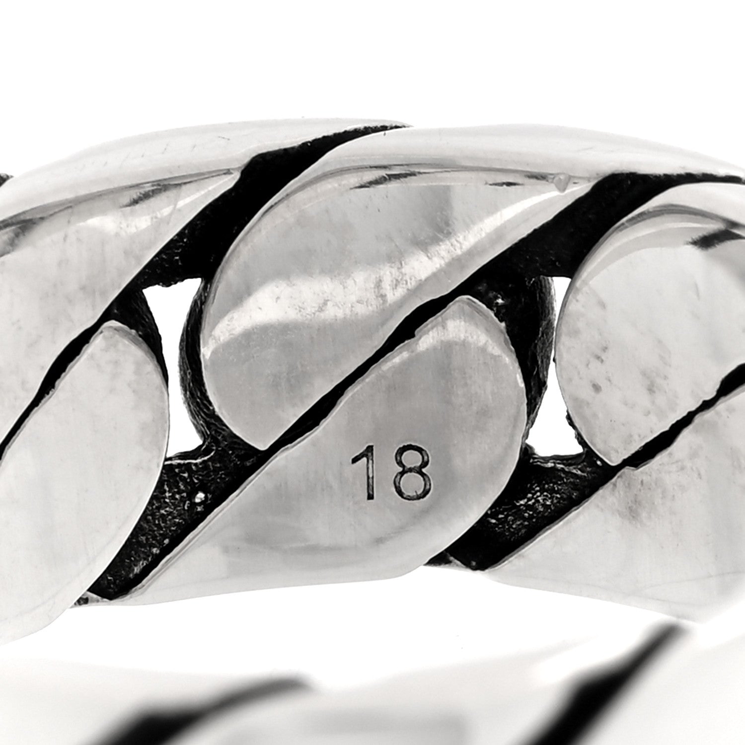 Gucci Sterling Silver Interlocking G Chainlink Wide Band Ring 58 8.25 5 of 5
