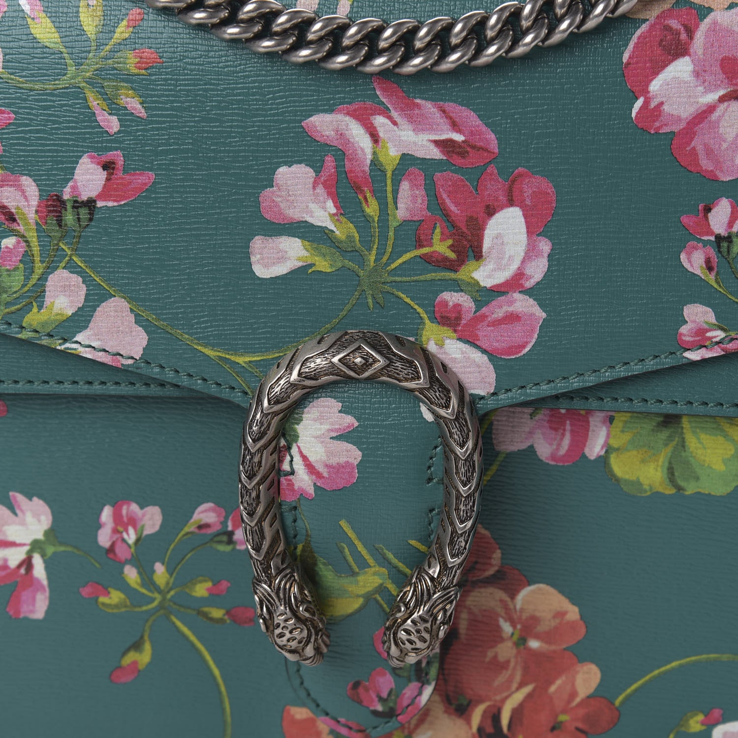 Gucci Calfskin Blooms Print Medium Dionysus Shoulder Bag Bright Emerald Multicolor 10 of 10