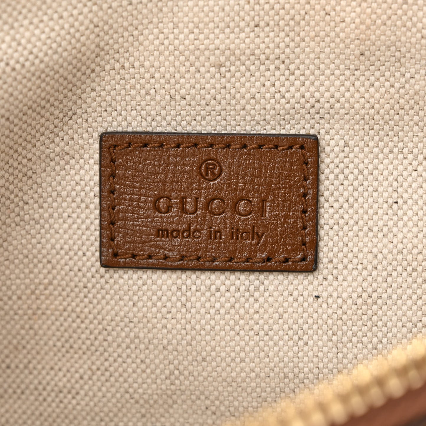 GG Supreme Monogram Textured Calfskin Retro Interlocking G Belt Bag Beige Ebony Brown Sugar