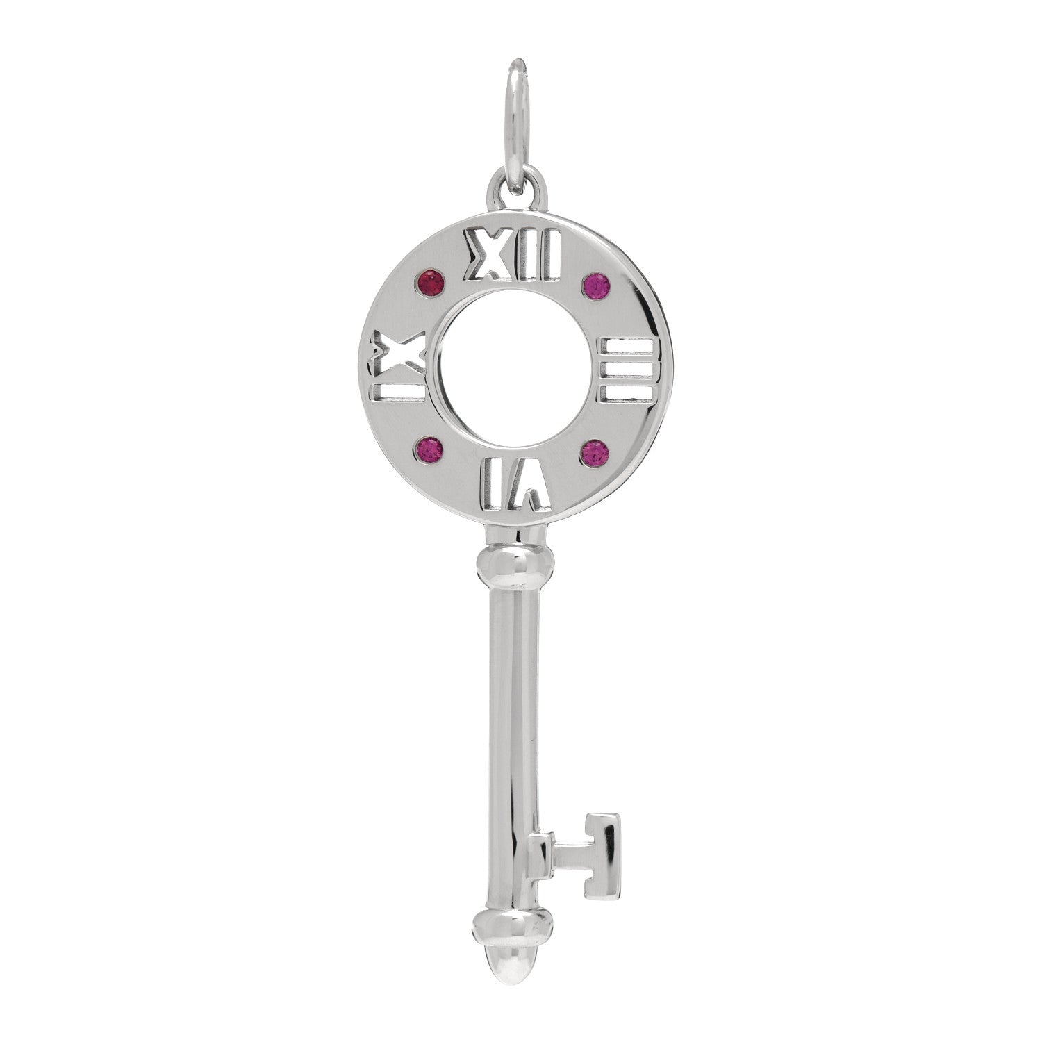 Tiffany 18K White Gold Ruby Atlas Pierced Key Pendant 1 of 3