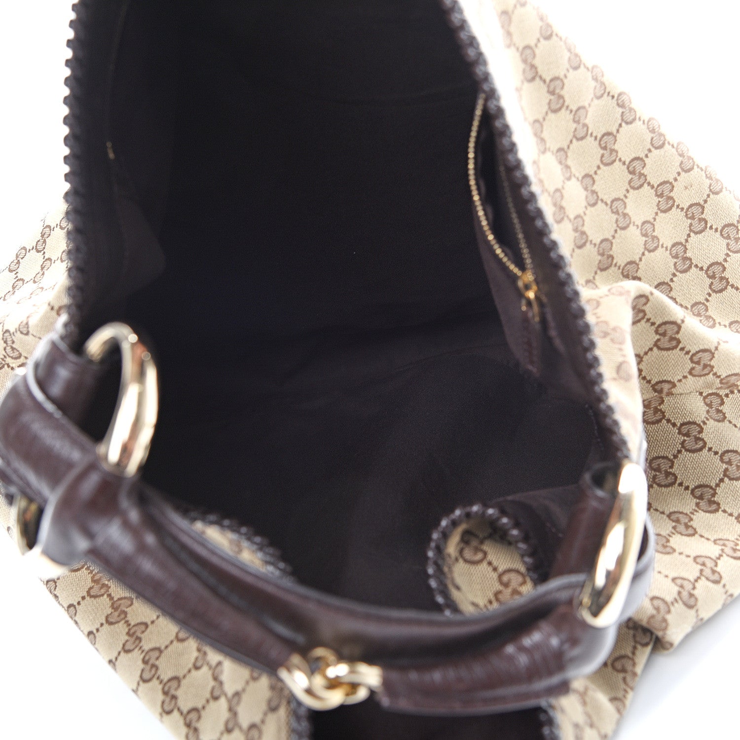 Gucci Monogram Large Horsebit Chain Hobo Dark Brown 4 of 15