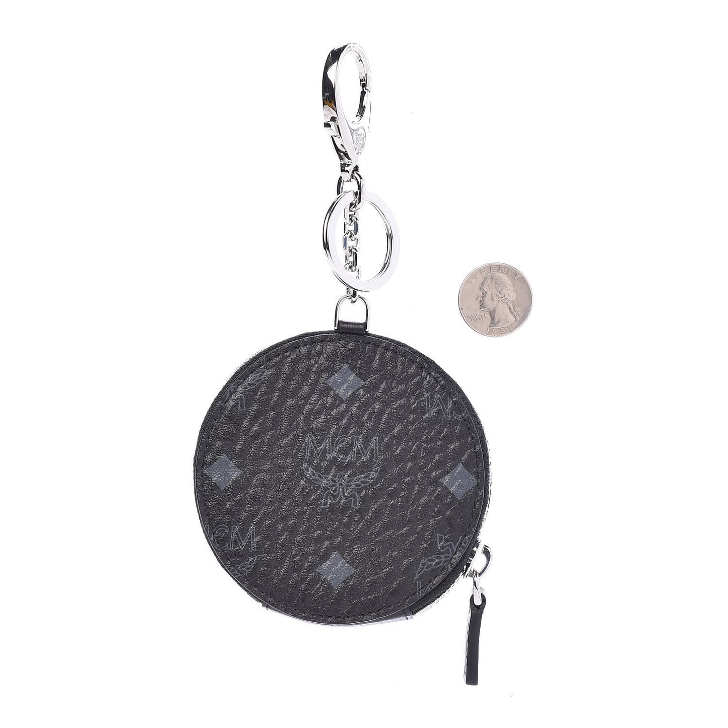Visetos Round Coin Pouch Key Ring Bag Charm Black