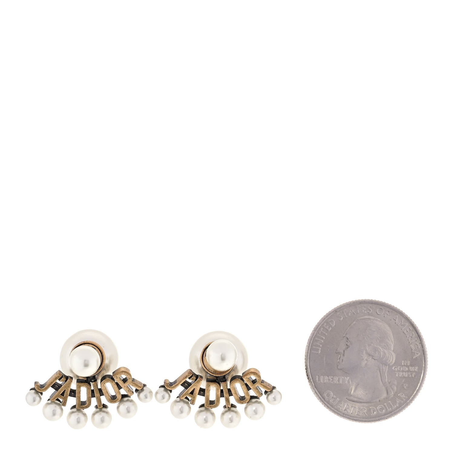 Christian Dior Pearl Crystal J'Adior Earrings Aged Gold 2 of 4