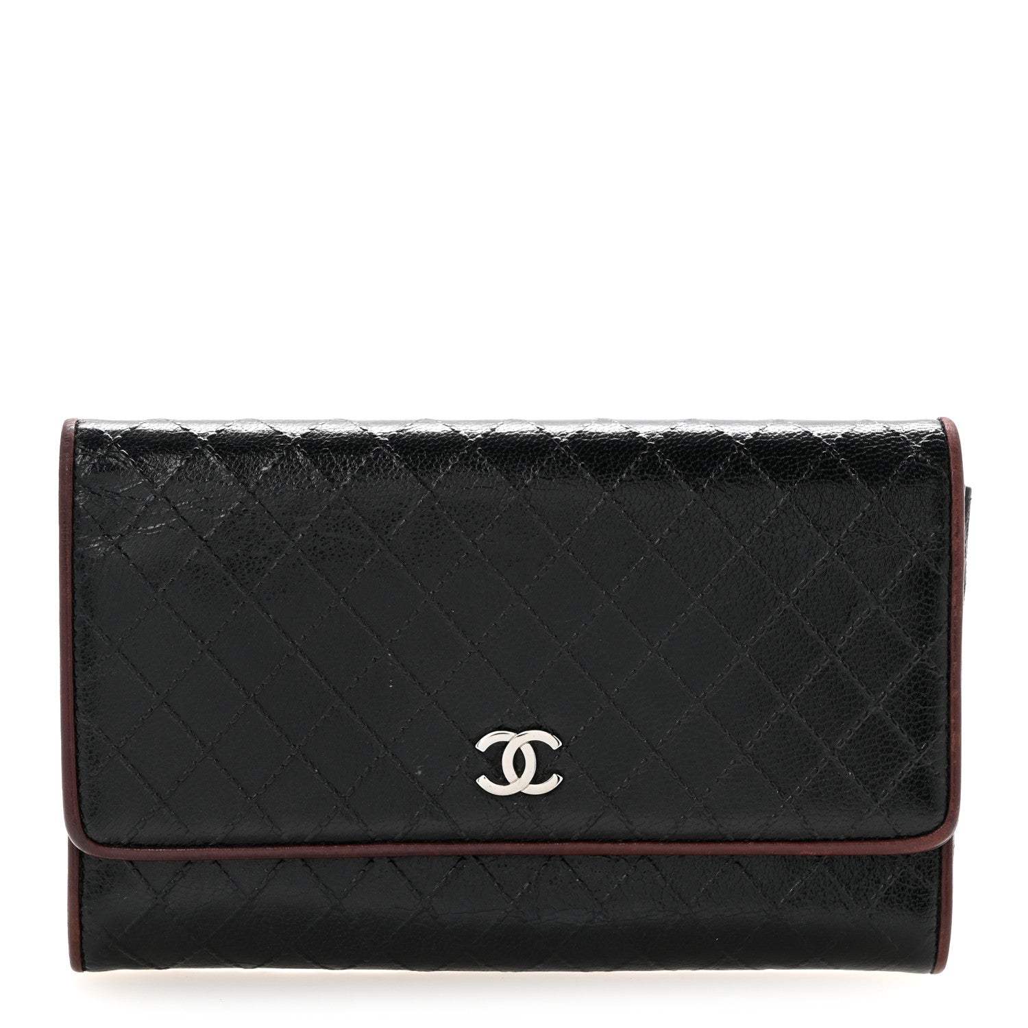 Chanel Calfskin Diamond Stitched Flap Wallet Black 1 of 15