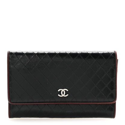 Chanel Calfskin Diamond Stitched Flap Wallet Black 1 of 15