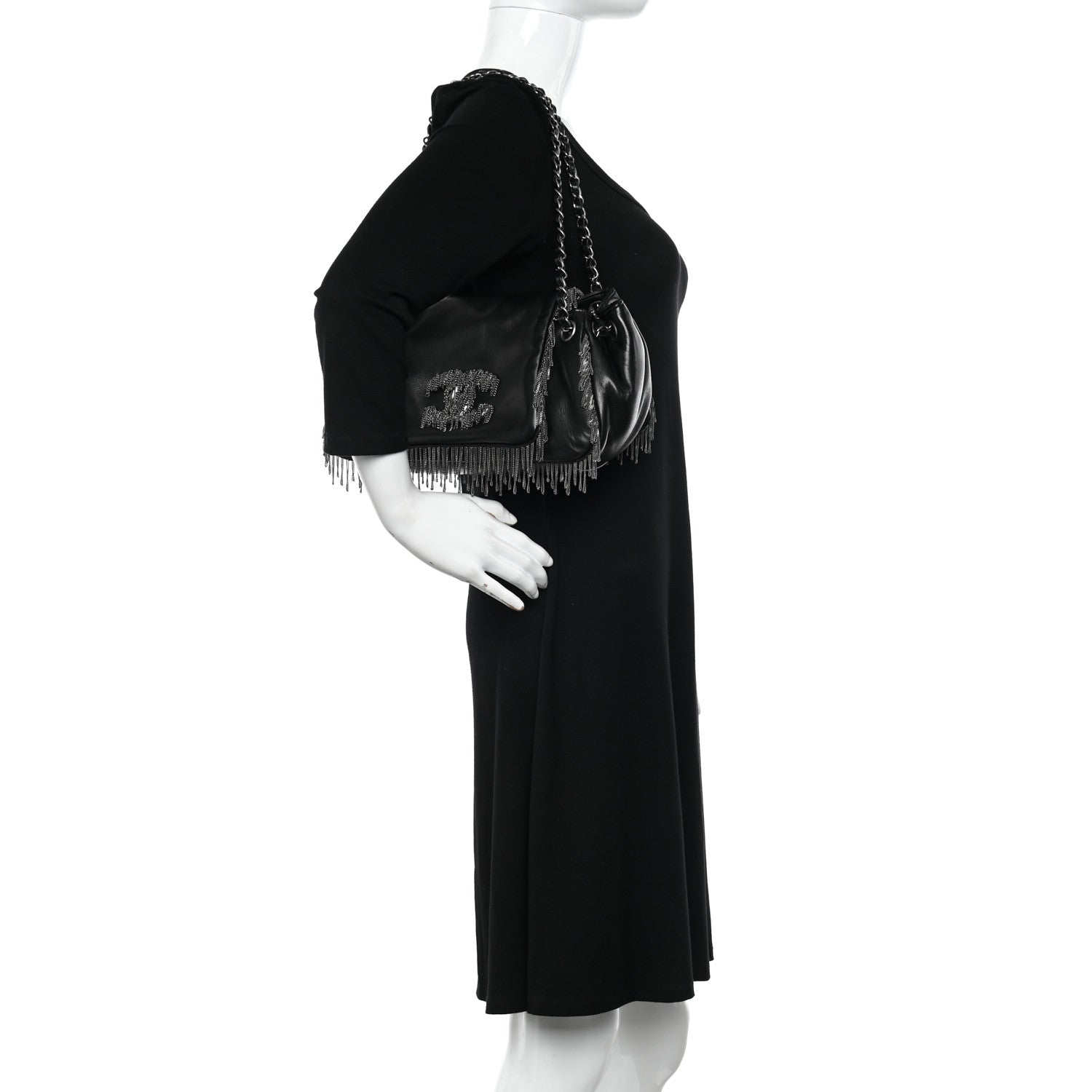 Chanel Lambskin Rock And Cabaret Chain Fringe Accordion Flap Black 2 of 11