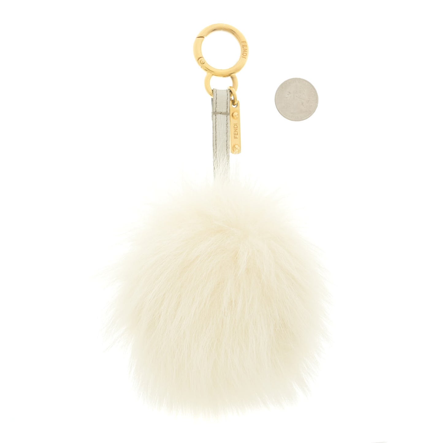Fox Fur Pom Pom Bag Charm White