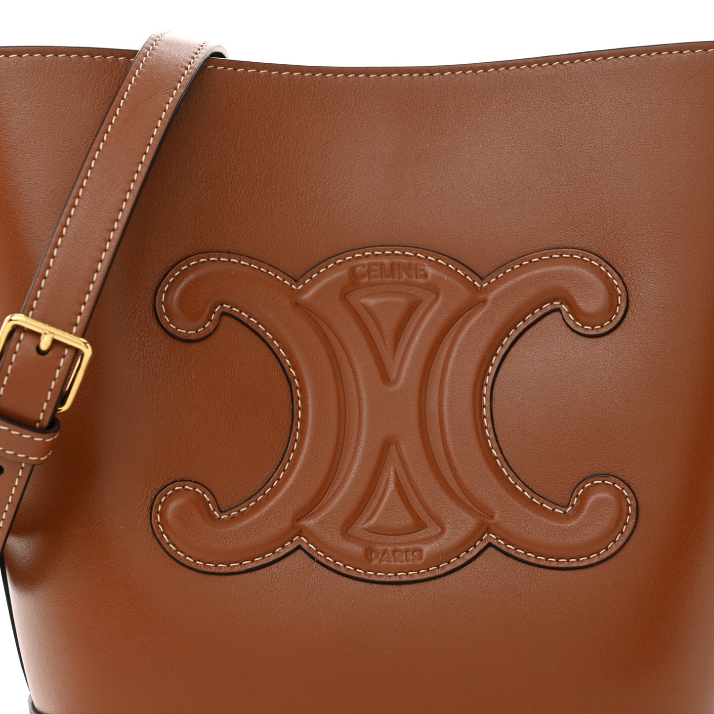 Smooth Calfskin Small Cuir Triomphe Bucket Bag Tan