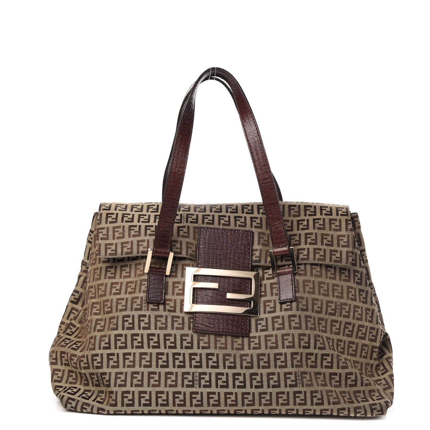 Zucchino Vitello Shoulder Bag Mogano Panna Bruciato