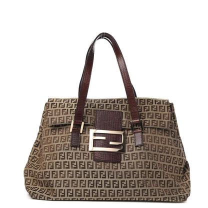 Fendi Zucchino Vitello Shoulder Bag Mogano Panna Bruciato 1 of 9
