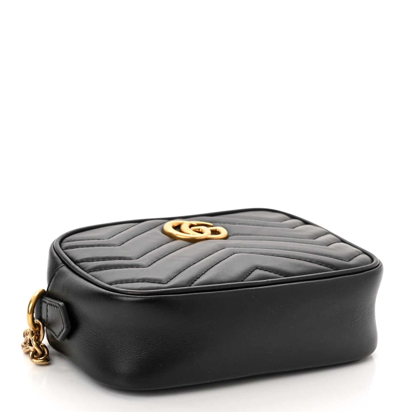Calfskin Matelasse Mini GG Marmont Chain Shoulder Bag Black