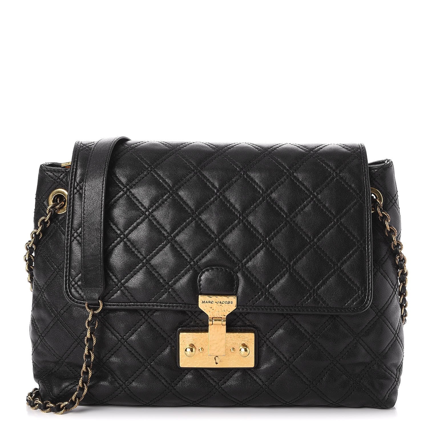 Marc Jacobs Lambskin Quilted The XL Single Flap Bag Black 1 of 8