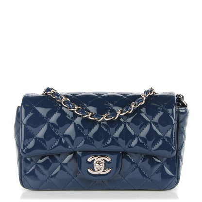 Chanel Patent Quilted Mini Rectangular Flap Navy Blue 1 of 8