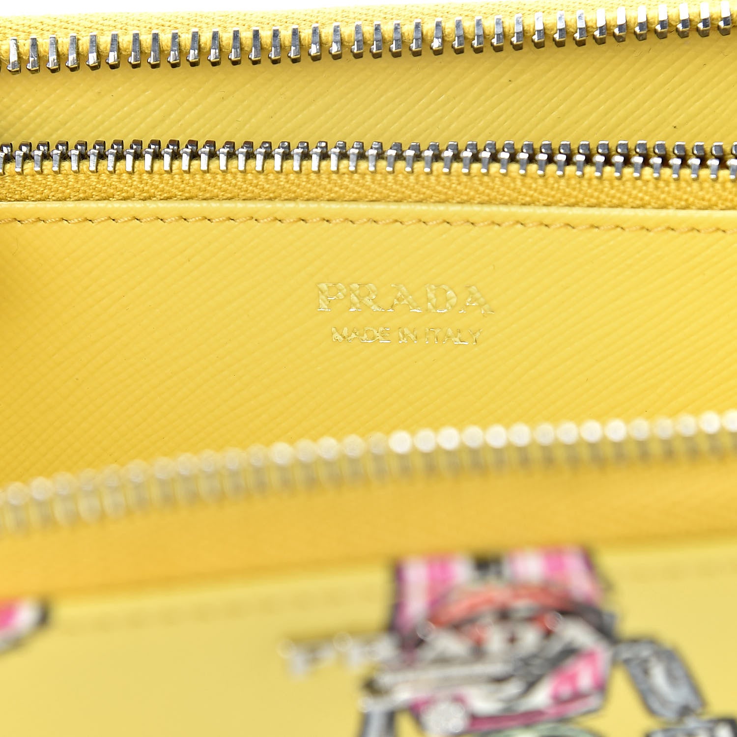 Prada Saffiano Robot Zip Around Wallet Giallo 6 of 7