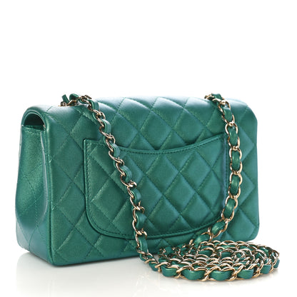 Chanel Iridescent Calfskin Quilted Mini Rectangular Flap Green 3 of 11