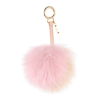 Fendi Fox Fur Vitello Elite Bi-Color Pom Pom Bag Charm Rosa Cammello Cipria 1 of 6