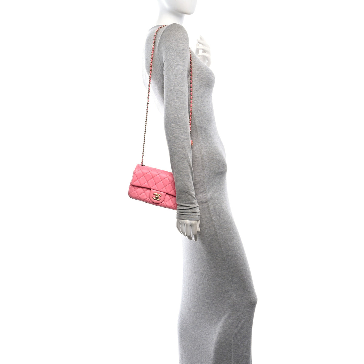 Chanel Lambskin Quilted Mini Rectangular Pearl Crush Flap Pink 2 of 10