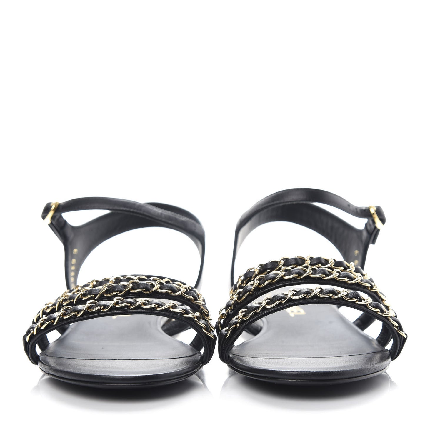 Lambskin CC Chain Sandals 37.5 Black