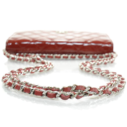 Chanel Patent Quilted Brilliant Wallet On Chain WOC Red 5 of 10