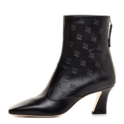 Fendi Vitello Karligraphy Embossed FFreedom Ankle Boots 38.5 Black 1 of 8