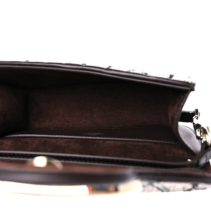 Valentino Garavani Sequins Toile Iconographe Calfskin Beaded Vlogo Small Loco Shoulder Bag Argento Black Fondant 5 of 9