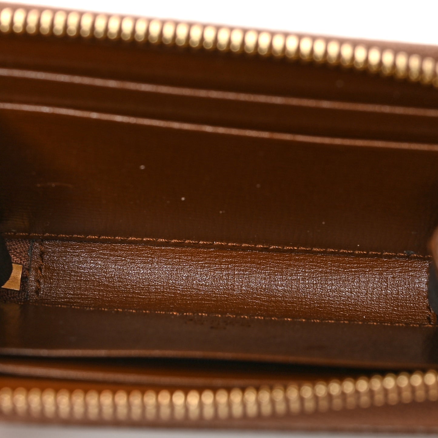 GG Supreme Monogram Azalea Calfskin Horsebit 1955 Zip Around ID Card Case Wallet Beige Ebony Brown Sugar