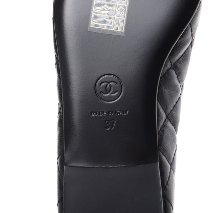 Chanel Aged Calfskin Quilted Cap Toe Ballerina Flats 37 Black 7 of 9