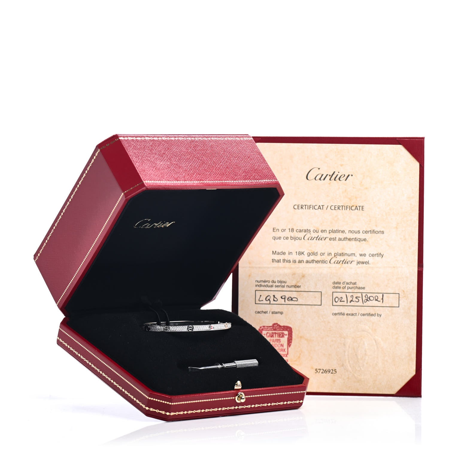 Cartier 18K White Gold Diamond Small LOVE Paved Bracelet 17 5 of 5
