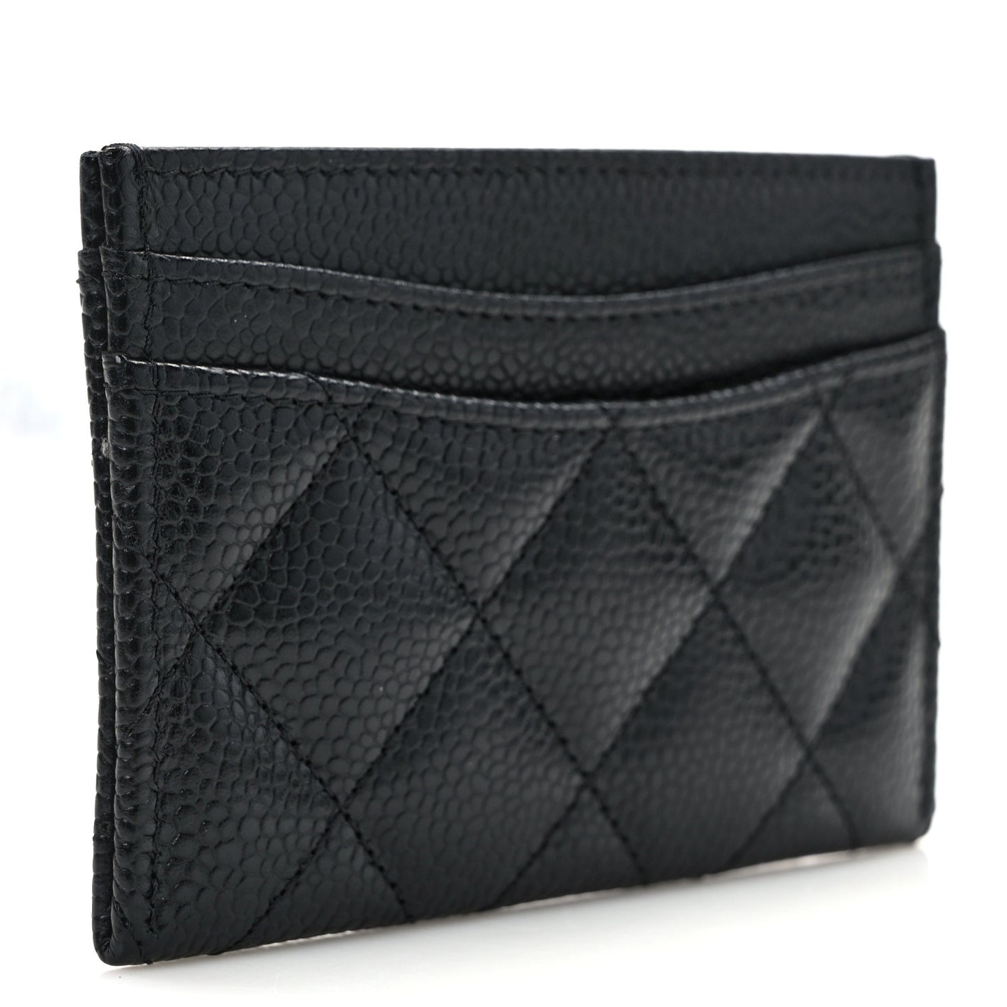 Caviar Quilted Card Holder Black