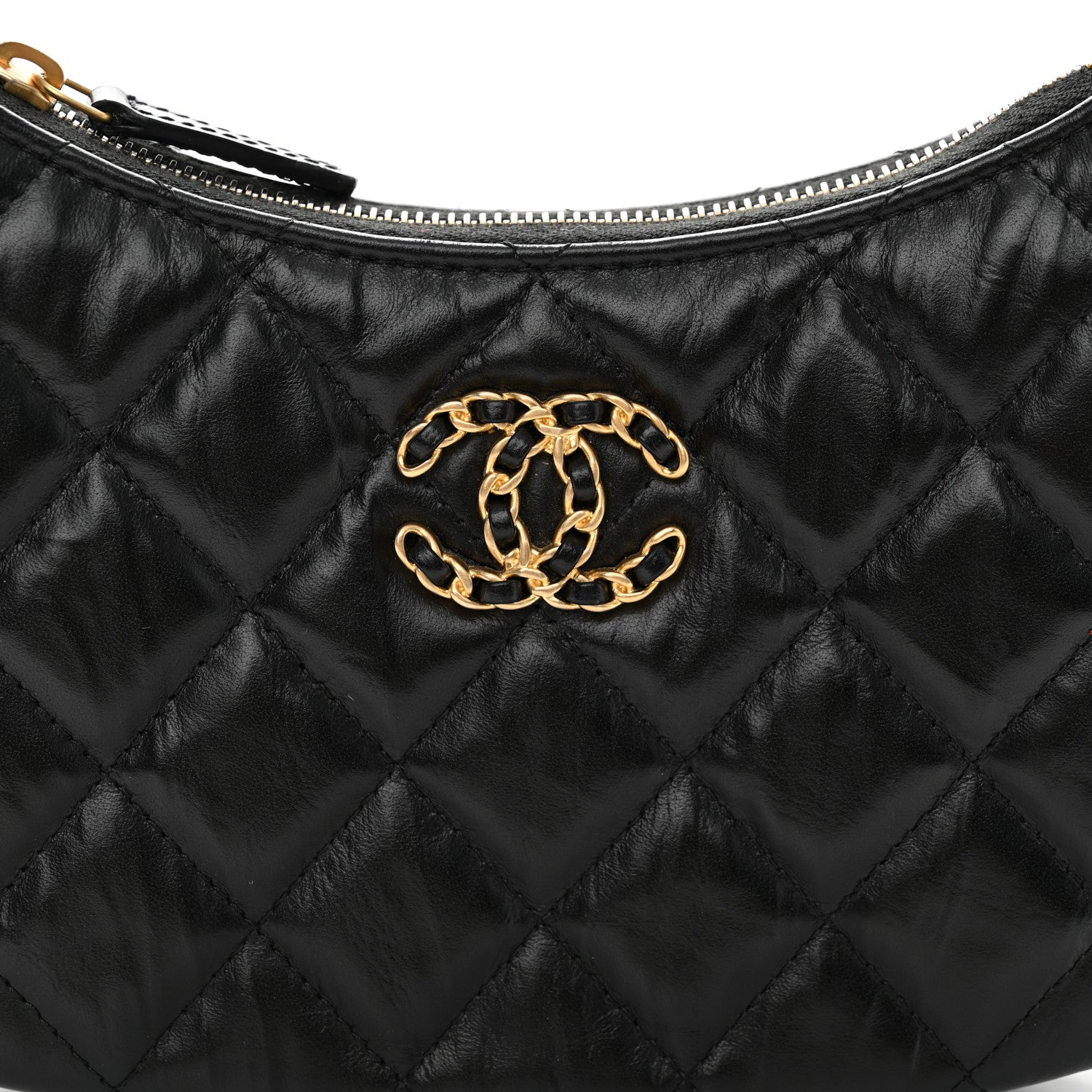 Chanel Crumpled Calfskin Quilted Braided CC Small Hobo Black 8 of 11