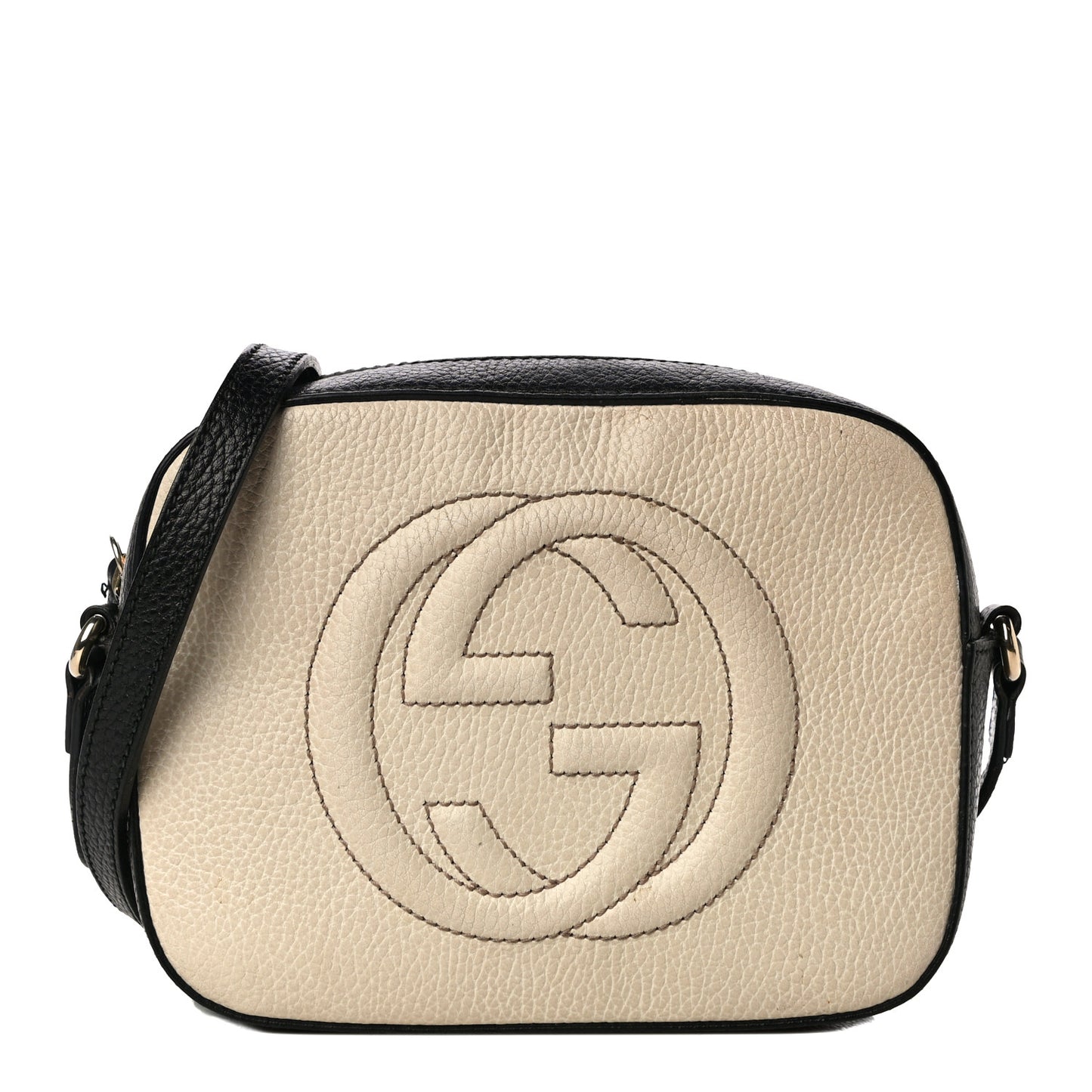 Dollar Calfskin Bi-Color Small Soho Disco Bag Mystic White Black