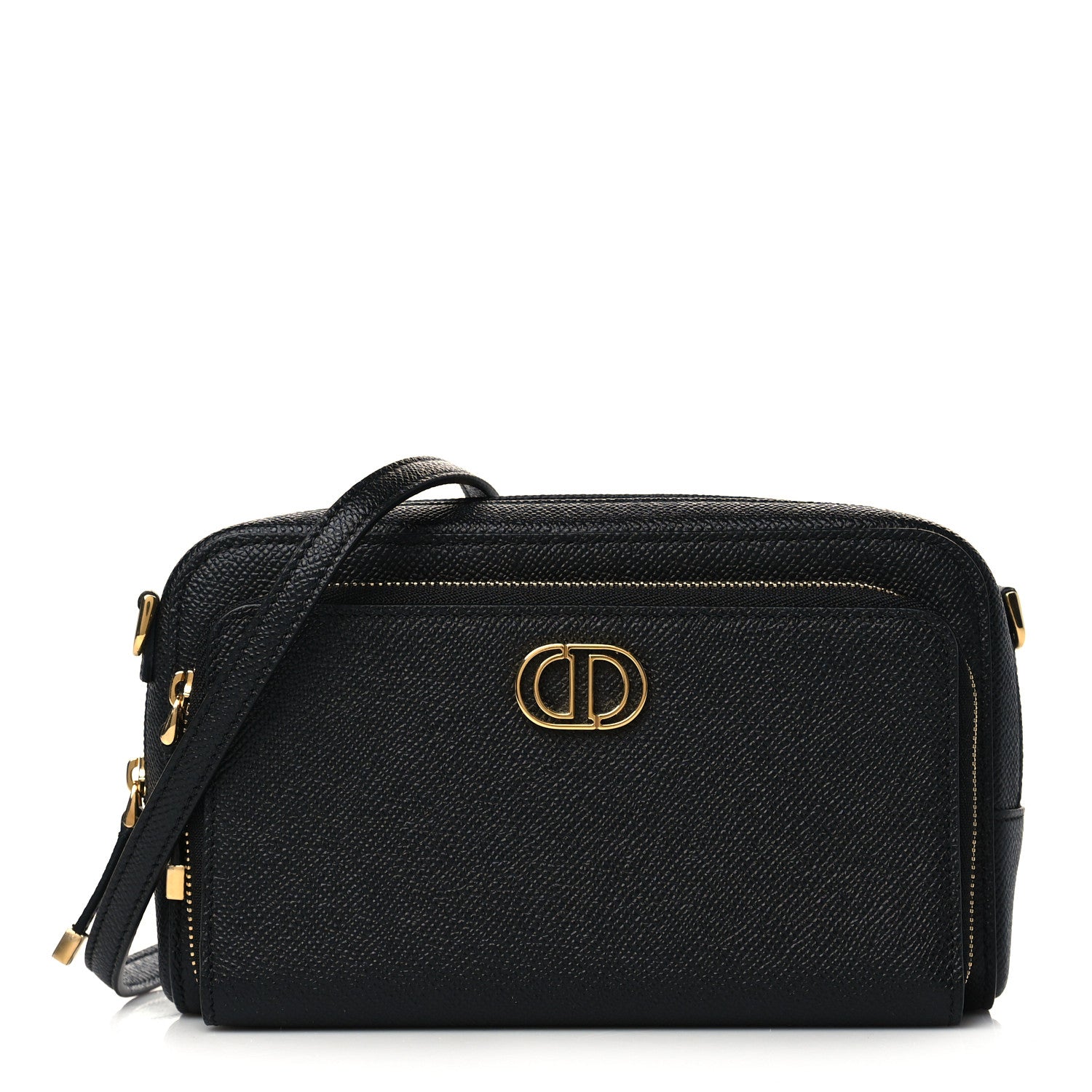 Christian Dior Grained Calfskin Caro Double Pouch Black 1 of 6