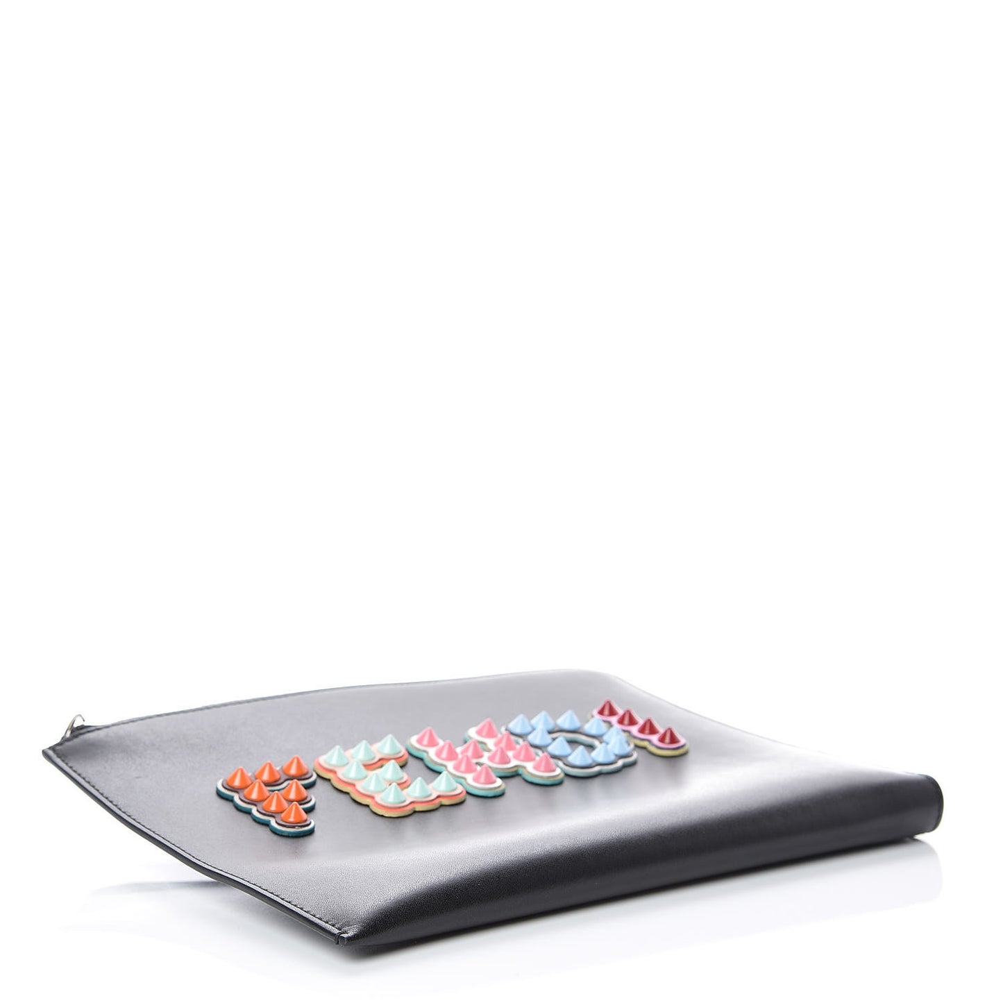 Vitello Liberty Fun Fair Studded Zip Around Pouch Black Multicolor