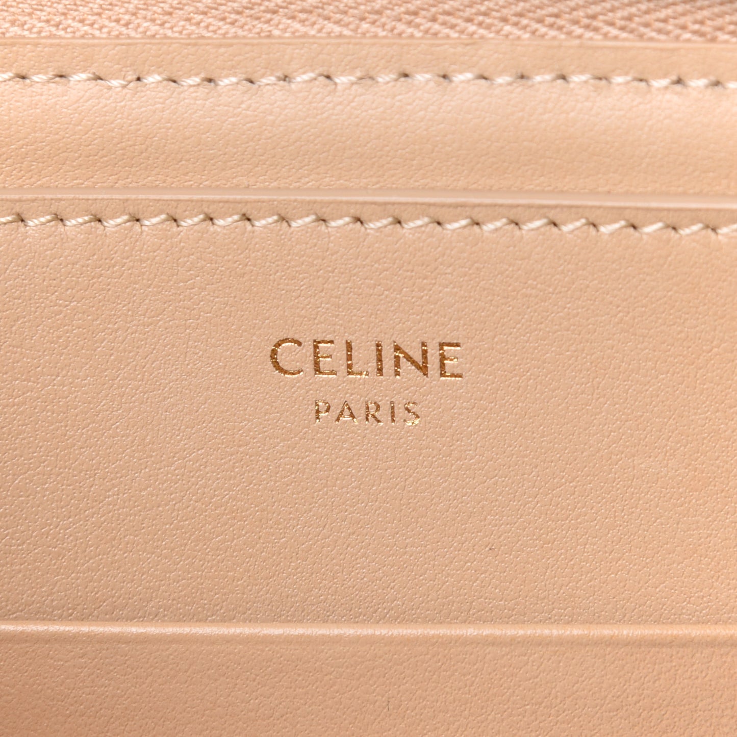 Calfskin Quilted C Charm Pouch Nude