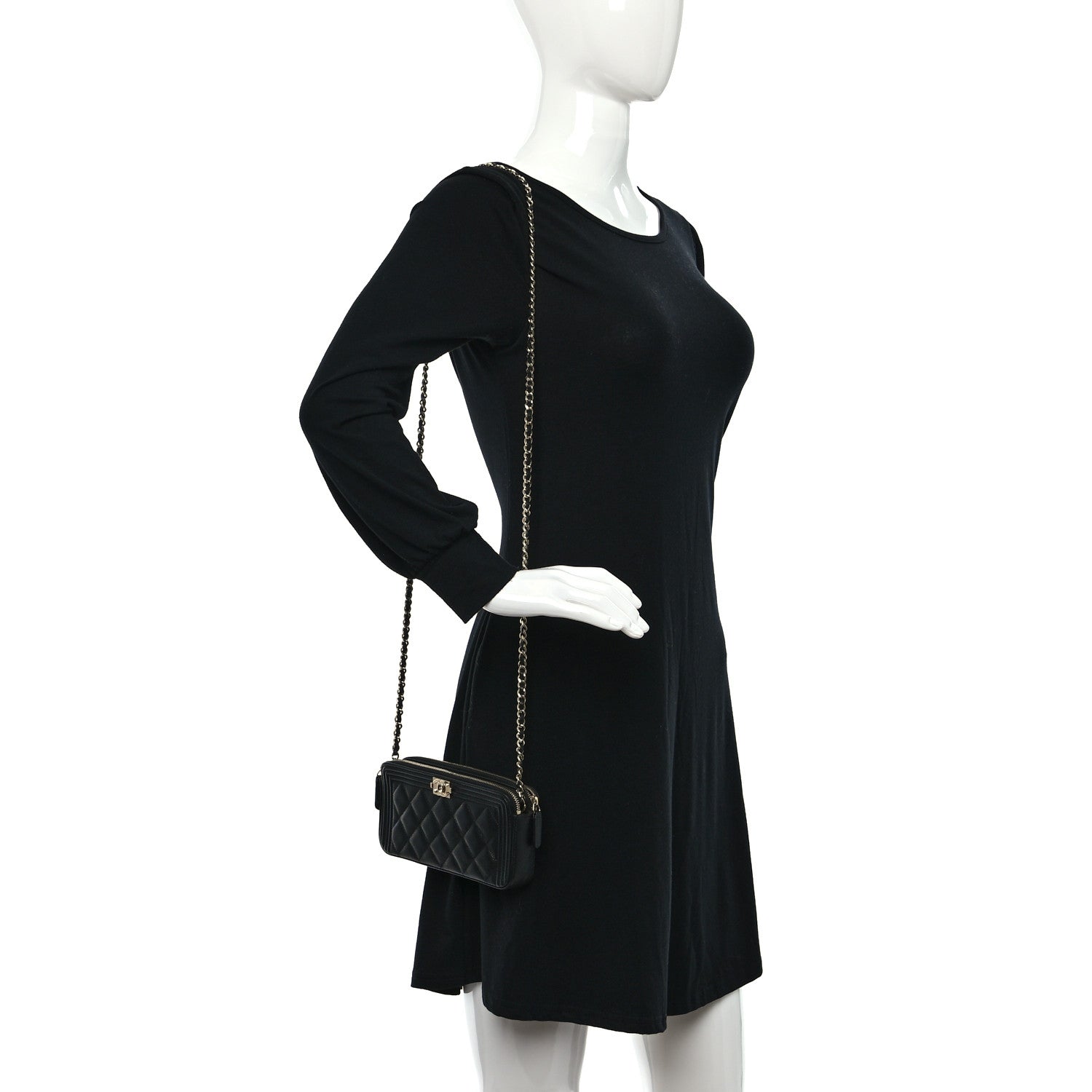 Chanel Caviar Quilted Small Boy Clutch With Chain Black 2 of 11