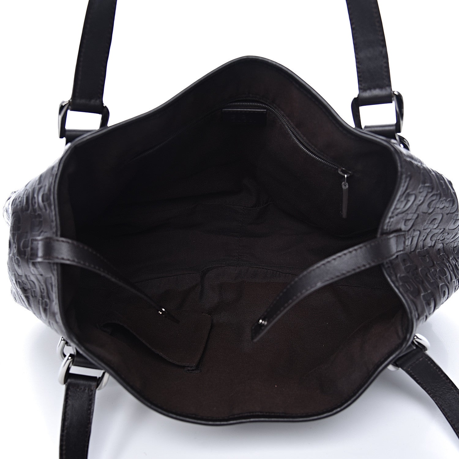 Gucci Calfskin Horsebit Embossed Medium Abbey Tote Dark Brown 5 of 11