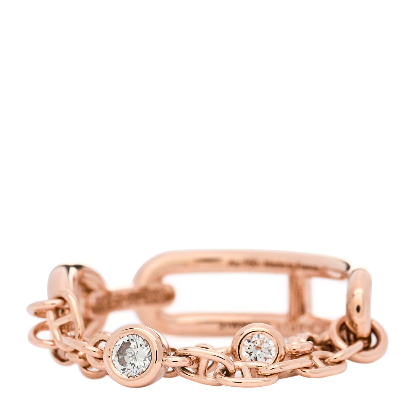 18K Rose Gold Diamond PM Chaine d'Ancre Chaos Ring 52 6