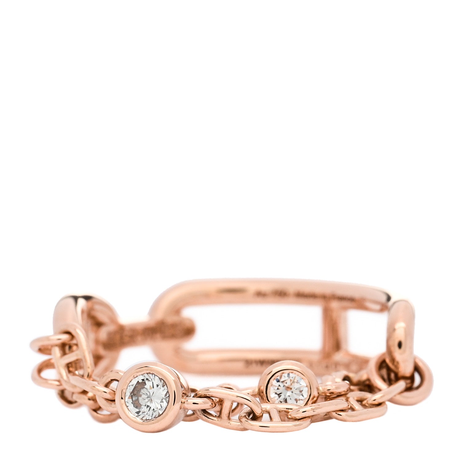 Hermes 18K Rose Gold Diamond PM Chaine d'Ancre Chaos Ring 52 6 1 of 5