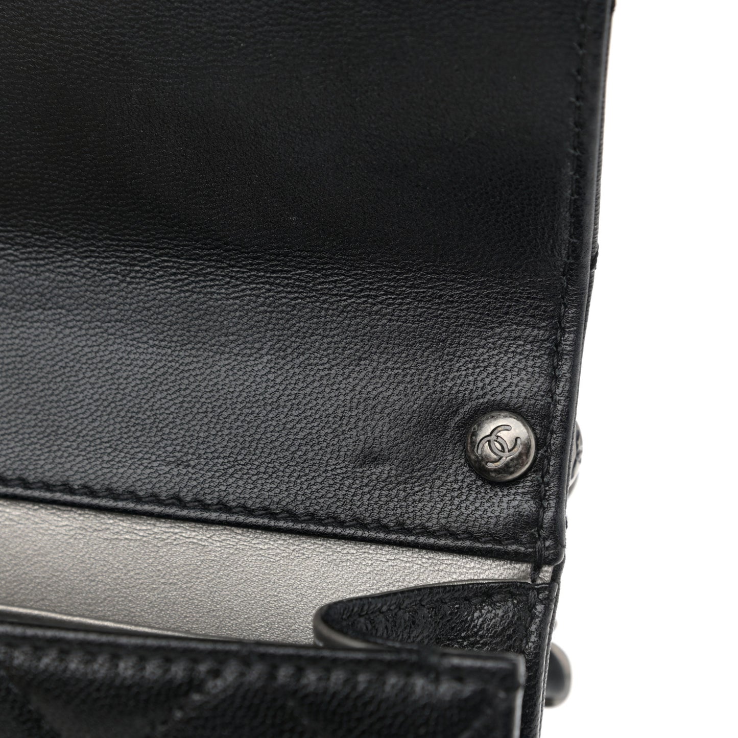 Goatskin Quilted Acrylic Beads Flap Black