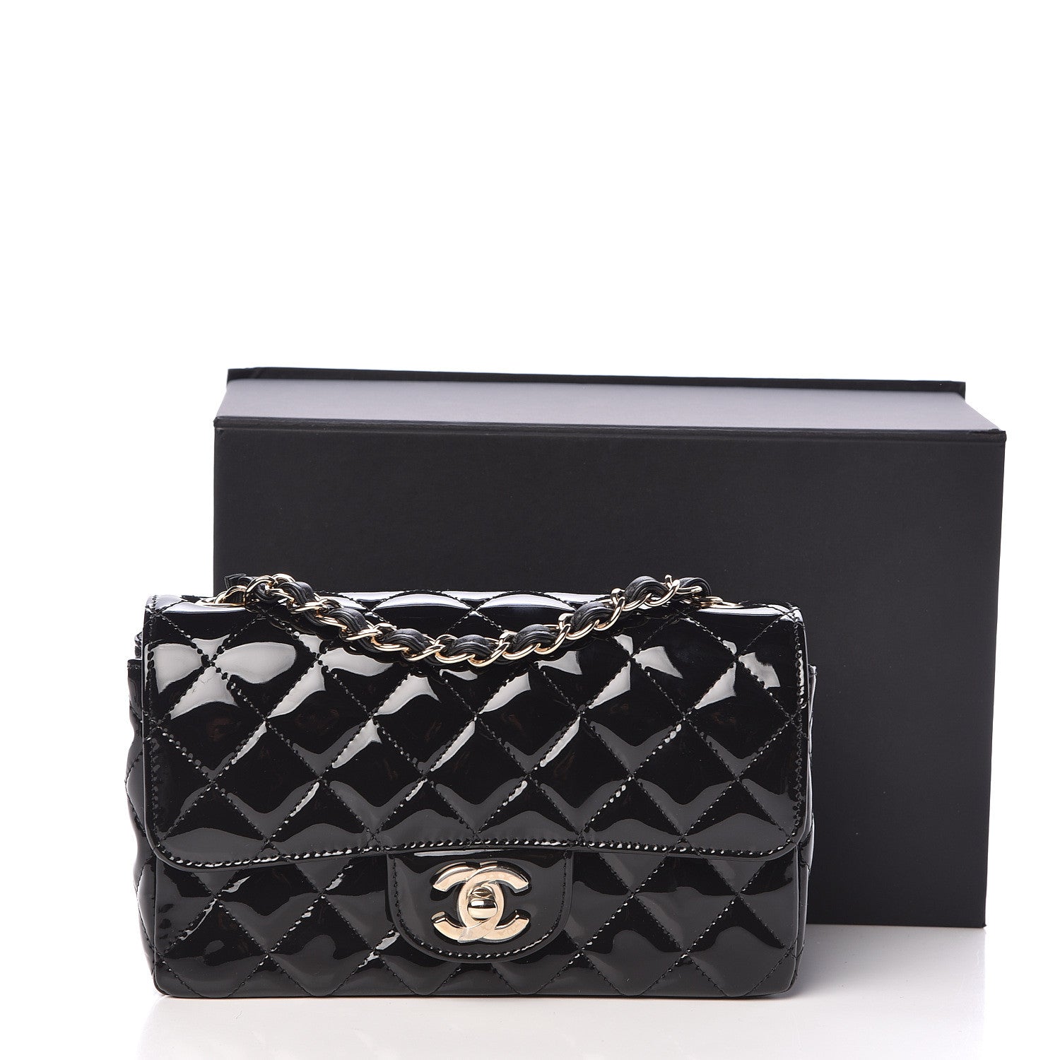 Chanel Patent Calfskin Quilted Mini Rectangular Flap Black 11 of 11