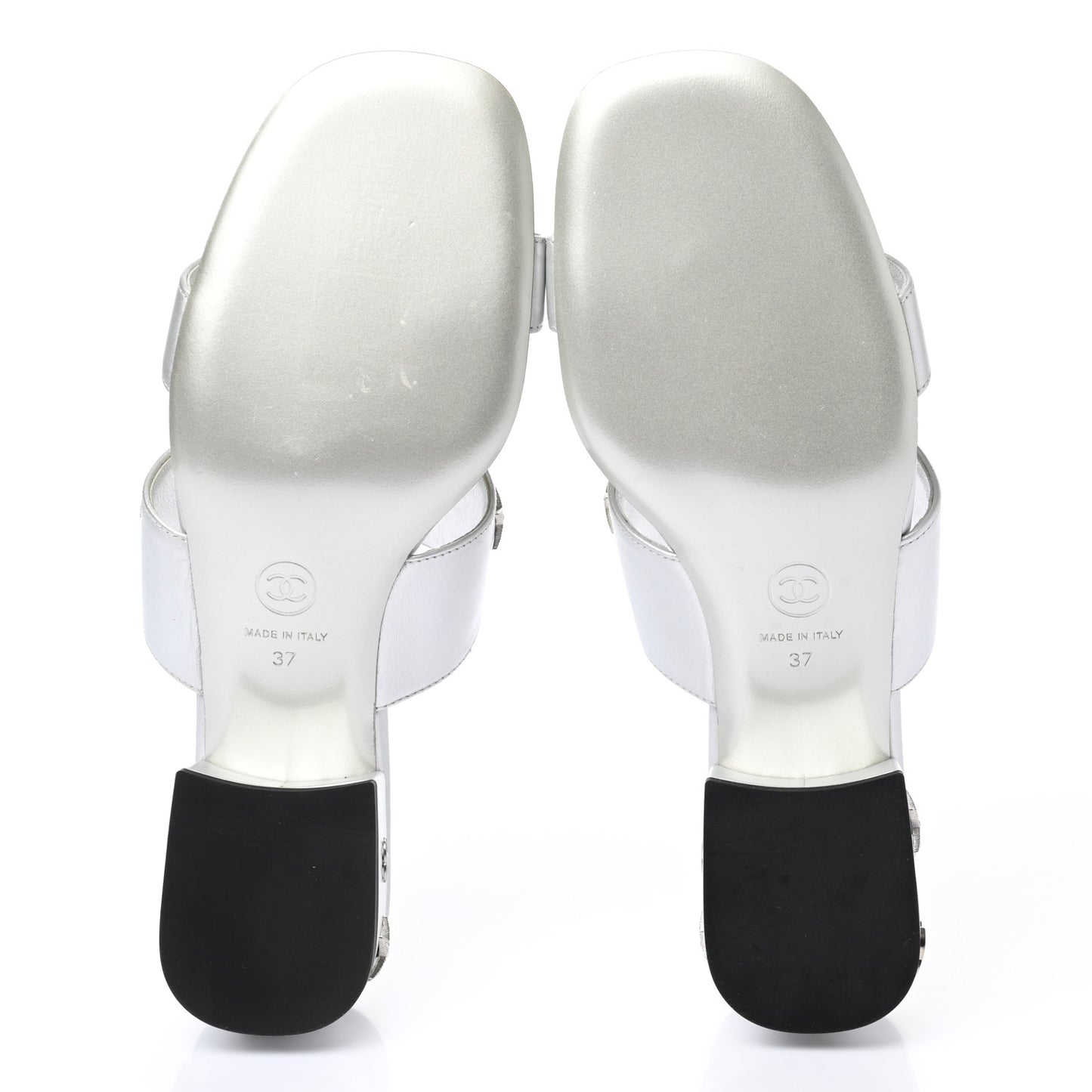 Iridescent Calfskin Crystal Stars Sandals 37 Silver