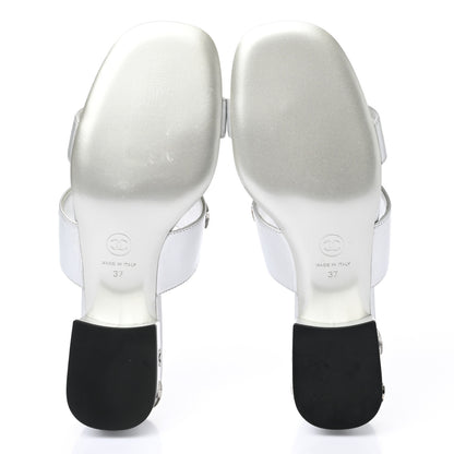 Chanel Iridescent Calfskin Crystal Stars Sandals 37 Silver 5 of 12