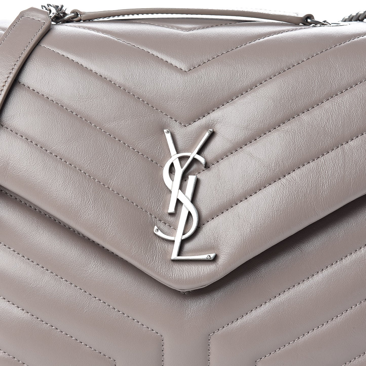 Calfskin Y Quilted Monogram Medium Loulou Chain Satchel Light Natural