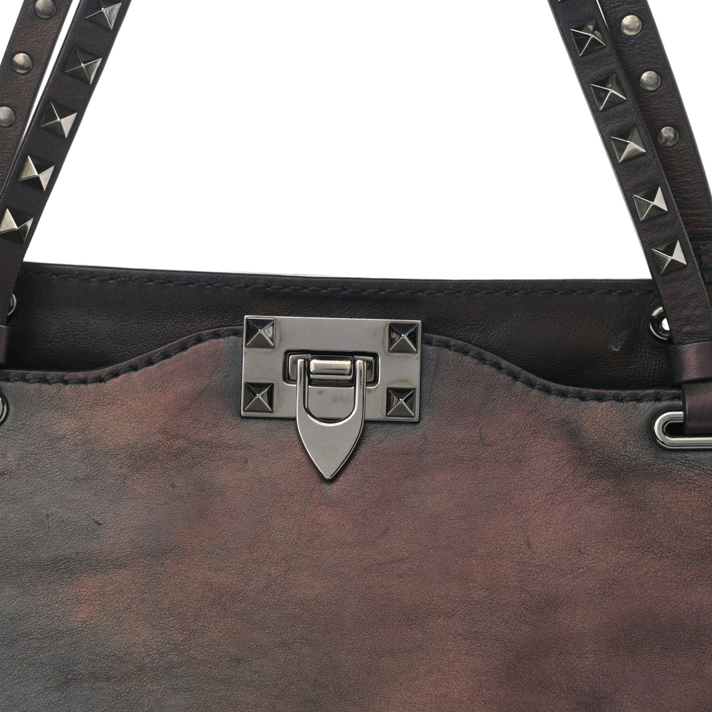 Vitello Medium Rockstud Tote Black