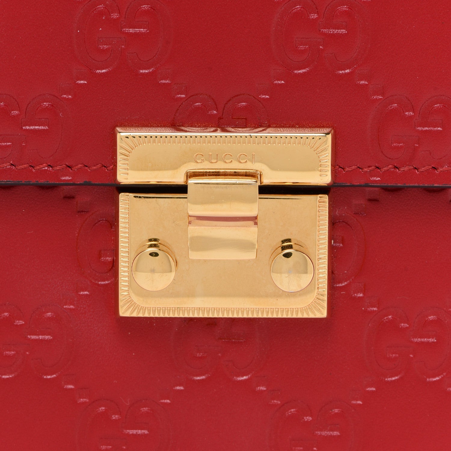 Gucci Guccissima Padlock Clutch Hibiscus Red 8 of 9