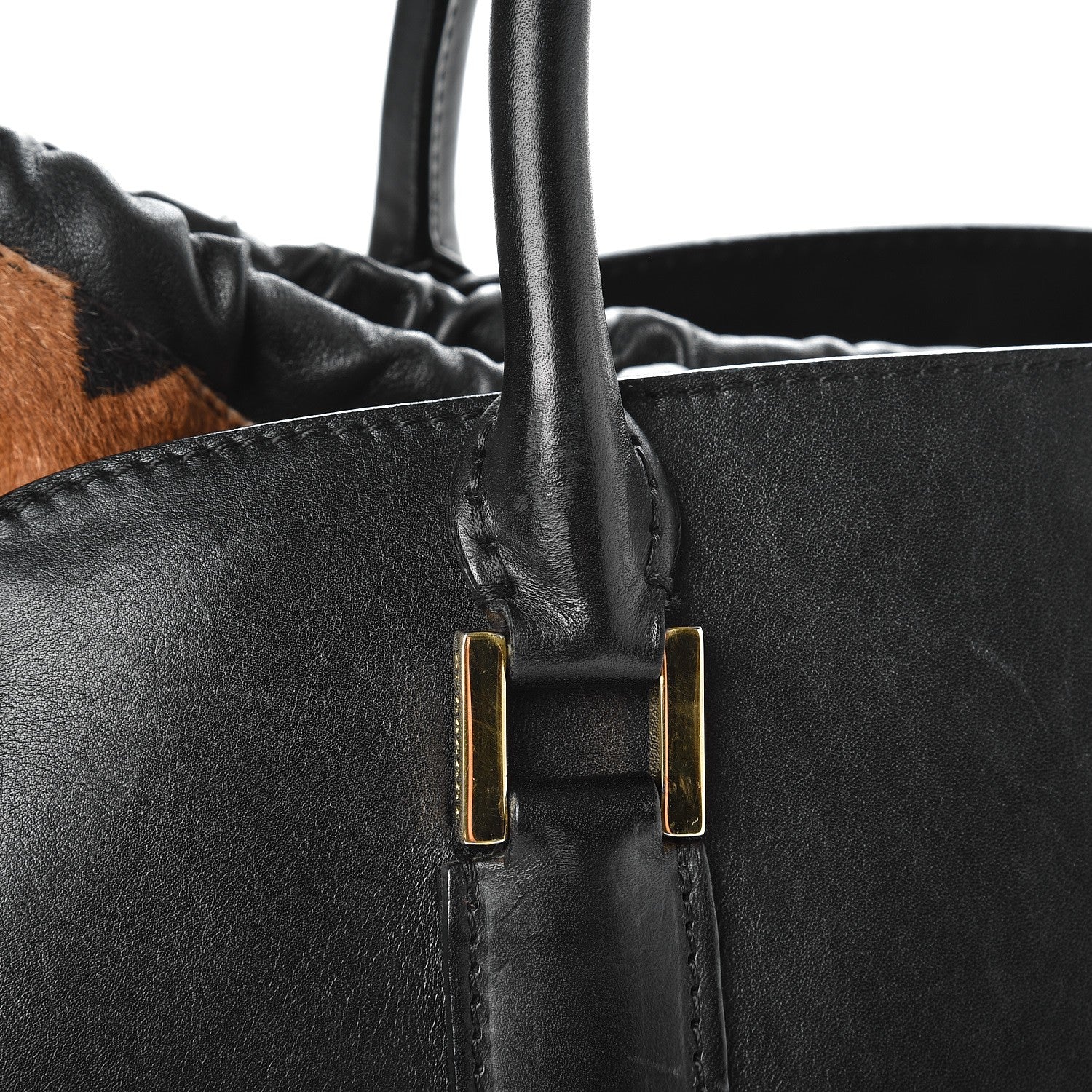 Burberry Prorsum Calfskin Calf Hair Small Dinton Satchel Black 9 of 15