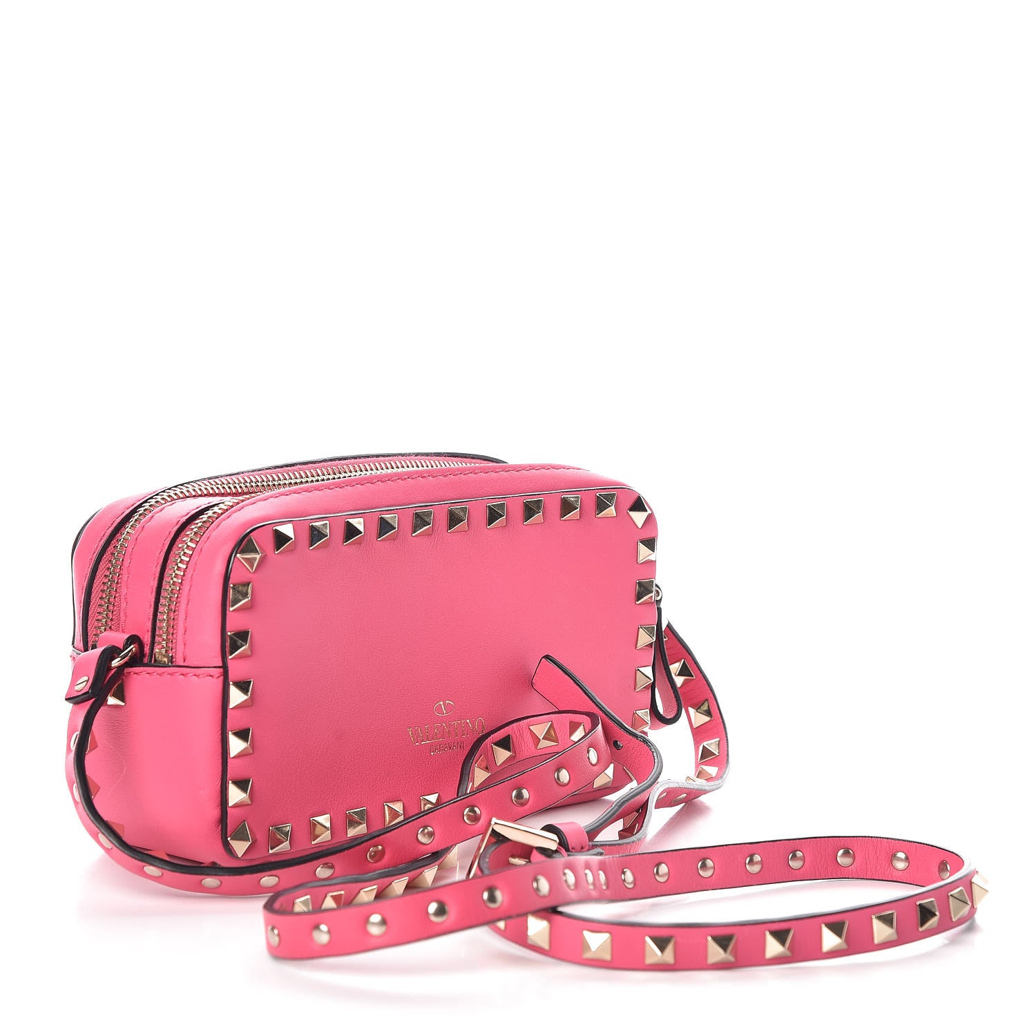 Valentino Garavani Vitello Rockstud Double Zip Camera Crossbody Bag Peony 3 of 6